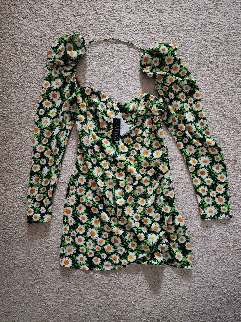 AFRM Black Floral Daisy Mini Dress